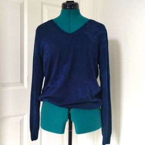 NWOT The Softest, Bluest Sweater Known To Man, M, Floral, Cashmere blend